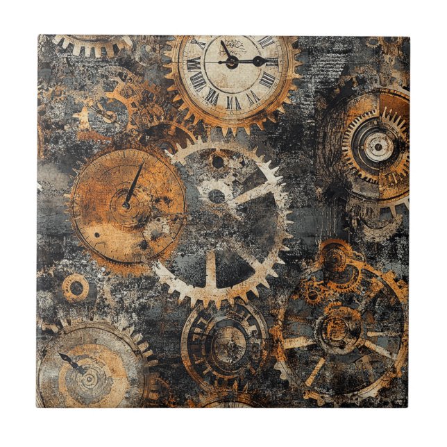 Azulejo De Cerâmica Vintage Steampunk Ceramic Tile (Frente)