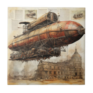 Azulejo De Cerâmica Vintage Steampunk Zeppelin (3)