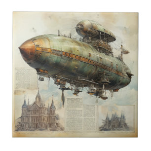 Azulejo De Cerâmica Vintage Steampunk Zeppelin (7)