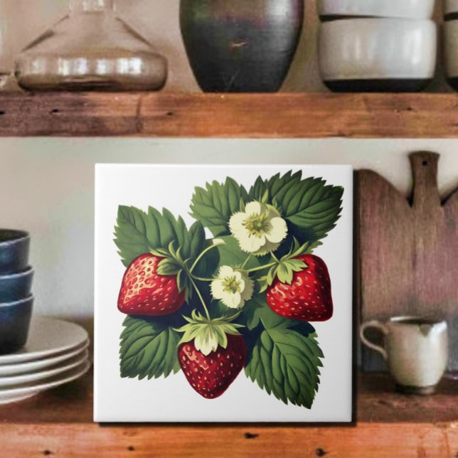 Azulejo De Cerâmica Vintage Strawberry (Criador carregado)