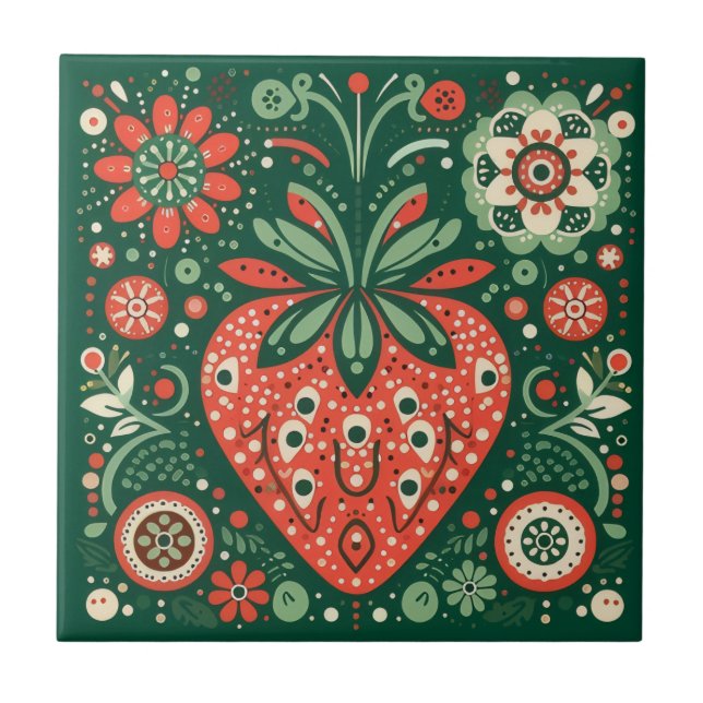 Azulejo De Cerâmica Vintage Strawberry tile (Frente)