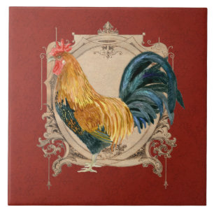 Azulejo De Cerâmica Vintage Style Country Rustic Rooster Francês
