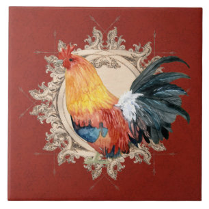 Azulejo De Cerâmica Vintage Style Country Rustic Rooster Francês