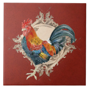 Azulejo De Cerâmica Vintage Style Country Rustic Rooster Francês