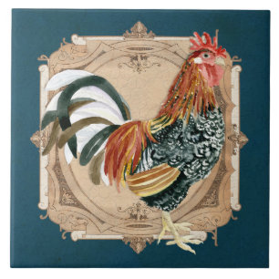 Azulejo De Cerâmica Vintage Style Country Rustic Rooster Francês