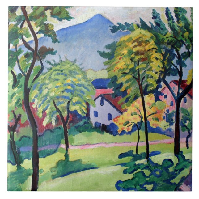 Azulejo De Cerâmica Vintage Tegernsee Landscape August Macke (Frente)