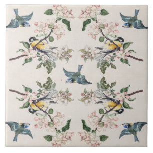 Azulejo De Cerâmica Vintage tetu bird numa macieira