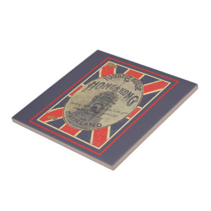 Azulejo De Cerâmica Vintage Tourist Guide to Hong Kong com Union Jack