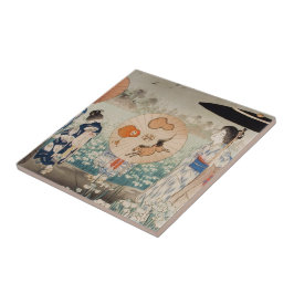 Azulejo De Cerâmica Vintage ukiyo-e mulheres japonesas com arte-guarda