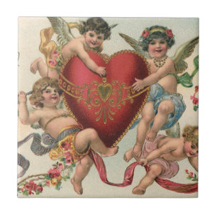 Azulejo De Cerâmica Vintage Valentines, Anjos Vitorianos Querubins Cor