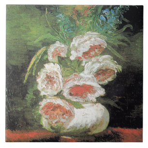Azulejo De Cerâmica Vintage Van Gogh Vase of Peonies
