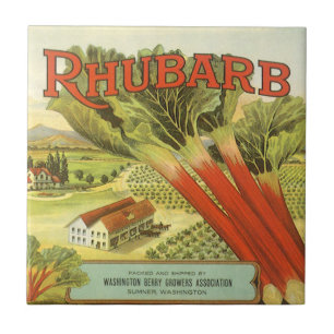 Azulejo De Cerâmica Vintage Vegetal Pode Rotular Arte, Fazenda Rhubarb