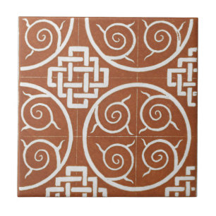 Azulejo De Cerâmica Vintage - Vermelho Design de Arâmica Irlandesa