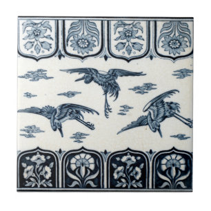 Azulejo De Cerâmica Vintage Victorian Era Cranes Japoneses
