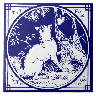 Azulejo De Cerâmica Vintage Victorian Era Fox & Crow Delft Blue