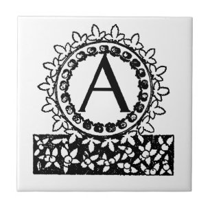 Azulejo De Cerâmica Vintage Victorian Monograma - Letra A