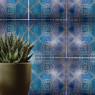Azulejo De Cerâmica Vintage - Vintage com o visual elegante azul Damas