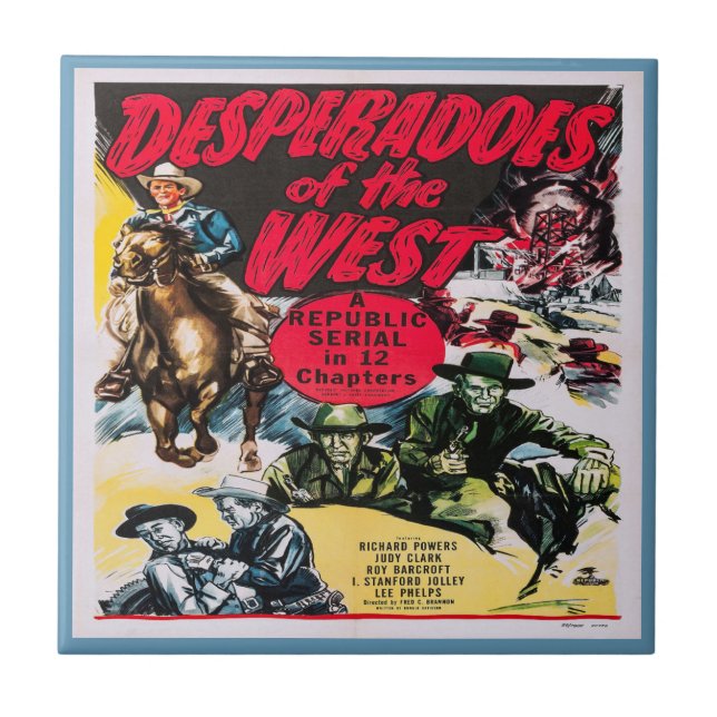 Azulejo De Cerâmica Vintage Western Movie Poster Desperados (Frente)
