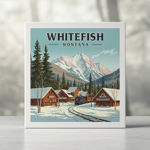 Azulejo De Cerâmica Vintage Whitefish Montana