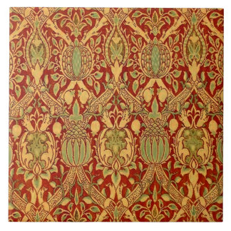 Azulejo De Cerâmica Vintage William Morris Pattern Red Turquoise Doura