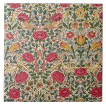 Vintage William Morris Rosa Pink Yellow Bird Flora
