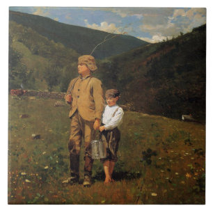 Azulejo De Cerâmica Vintage Winslow Homer atravessa a pastura
