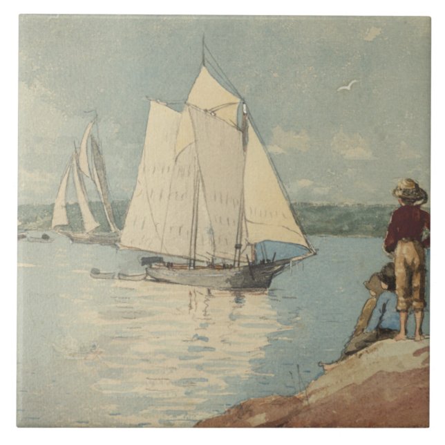 Azulejo De Cerâmica Vintage Winslow Homer Clear Sailing (Frente)
