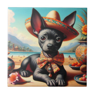 Azulejo De Cerâmica Vintage Xoloitzcuintle