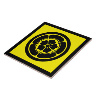 Azulejo De Cerâmica Vintage Yellow Oda Japan Mon Vetor Art