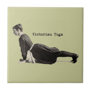 Azulejo De Cerâmica Vintage Yoga Woman Up Dog Antigamente