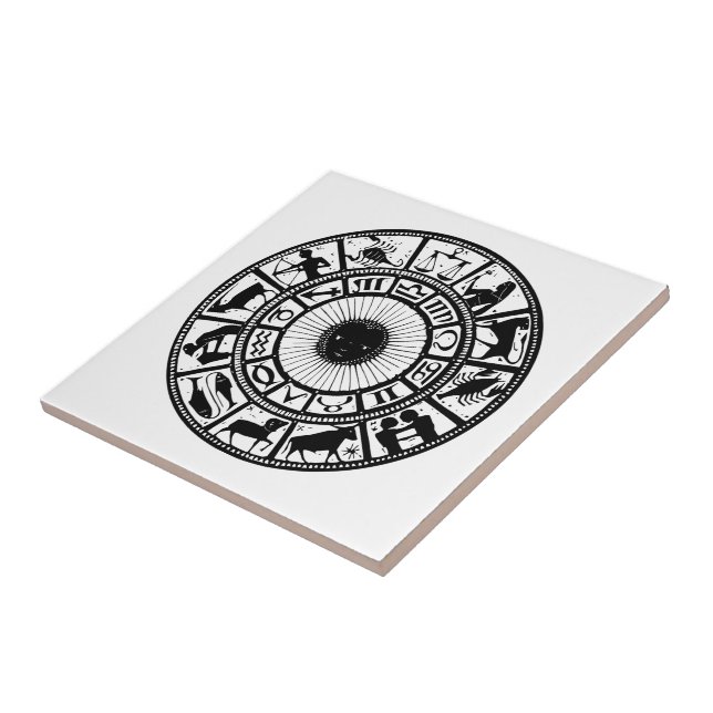 Azulejo De Cerâmica Vintage Zodiac Wheel (Lateral)