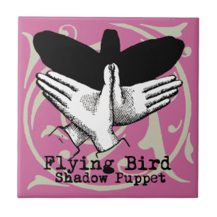 Azulejo De Cerâmica Vintagem da Mão do Pássaro Shadow Puppet