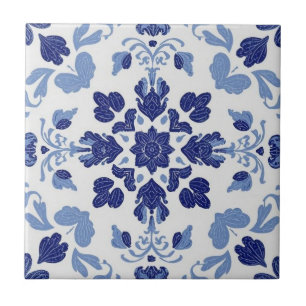 Azulejo De Cerâmica Vintagem do mosaico azul-azulejo e branco