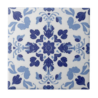 Azulejo De Cerâmica Vintagem do mosaico azul-azulejo e branco