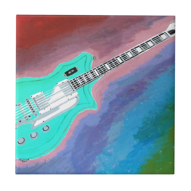 Azulejo De Cerâmica Violão Verde (Frente)