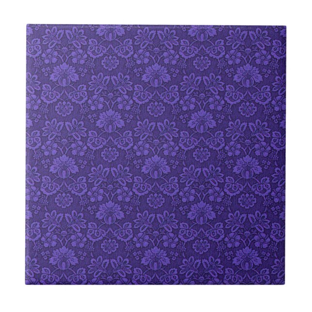Azulejo De Cerâmica Violet Vintage Damask Pattern (Frente)