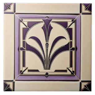 Azulejo De Cerâmica Violeta Mudada e Cerâmica Creme Art
