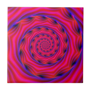 Azulejo De Cerâmica Violeta Vermelha e Espiral Azul