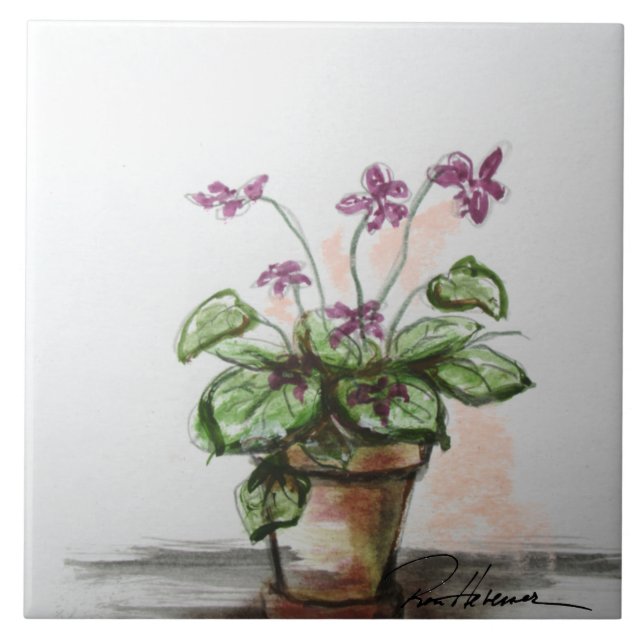 Azulejo De Cerâmica Violetas (Frente)