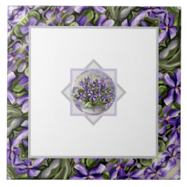 Azulejo De Cerâmica violetas em vidro luar