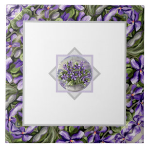 Azulejo De Cerâmica violetas em vidro luar