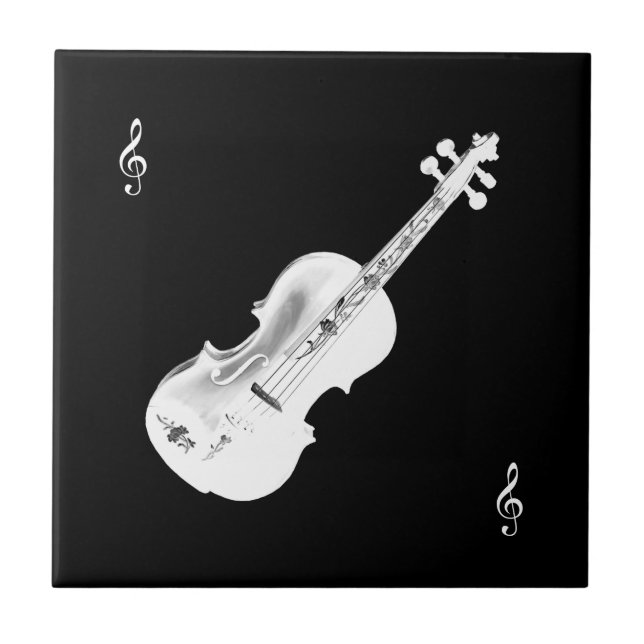 Azulejo De Cerâmica violino branco (Frente)