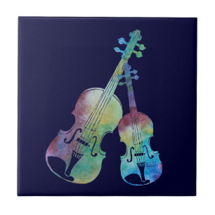 Azulejo De Cerâmica Violino e viola do arco-íris
