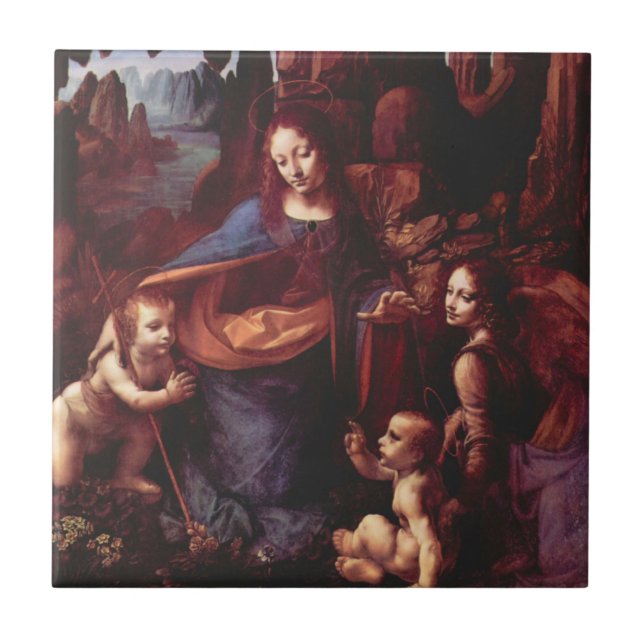 Azulejo De Cerâmica Virgem das Rochas de Leonardo da Vinci (Frente)