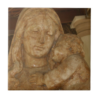 Azulejo De Cerâmica Virgem Maria e Estátua de Jesus