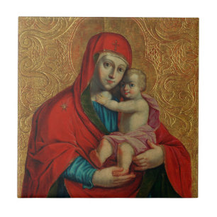 Azulejo De Cerâmica Virgem Maria e Menino Jesus por Jan Rombauer