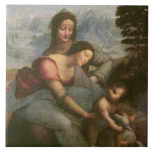 Azulejo De Cerâmica Virgin e criança com St Anne, c.1510