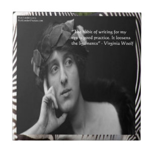 Azulejo De Cerâmica Virginia Woolf com Listras de Zebra Citação de Esc