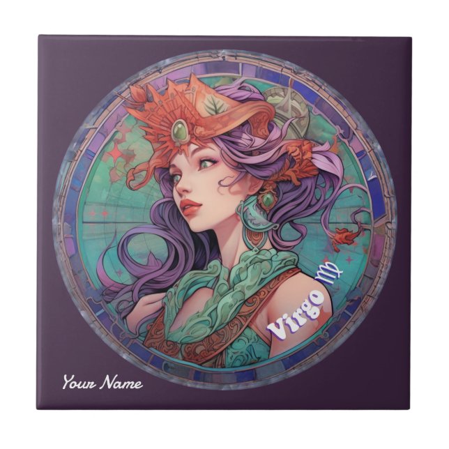 Azulejo De Cerâmica Virgo Personalizado Zodiac (Frente)