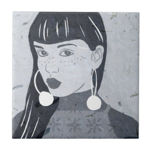 Azulejo De Cerâmica Visão Noturna do Retrato
